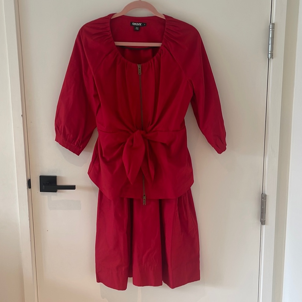 DKNY - Matching red dress and jacket - size 6/8 Vintage